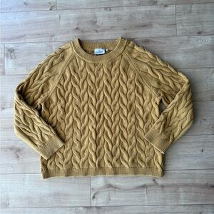 Passenger Mustard Cable Knit Sweater XL Heavyweight Organic Cotton Cozy Heritage